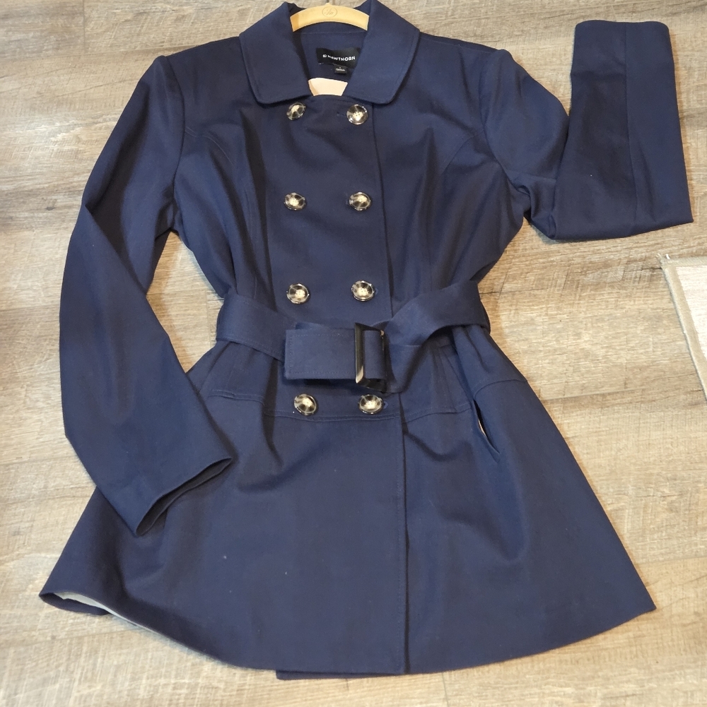41 Hawthorn Women's Navy Double-Breasted Trench Large